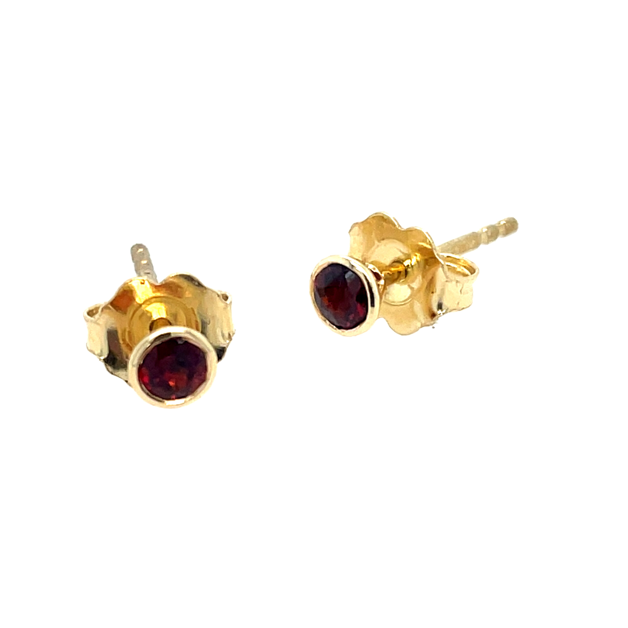 Yellow Gold Garnet Stud Earrings