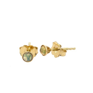 Yellow Gold Opal Stud Earrings