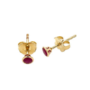 Yellow Gold Ruby Stud Earrings