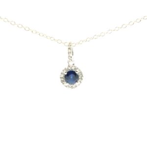 Sterling Silver Sapphire Pendant with Diamonds