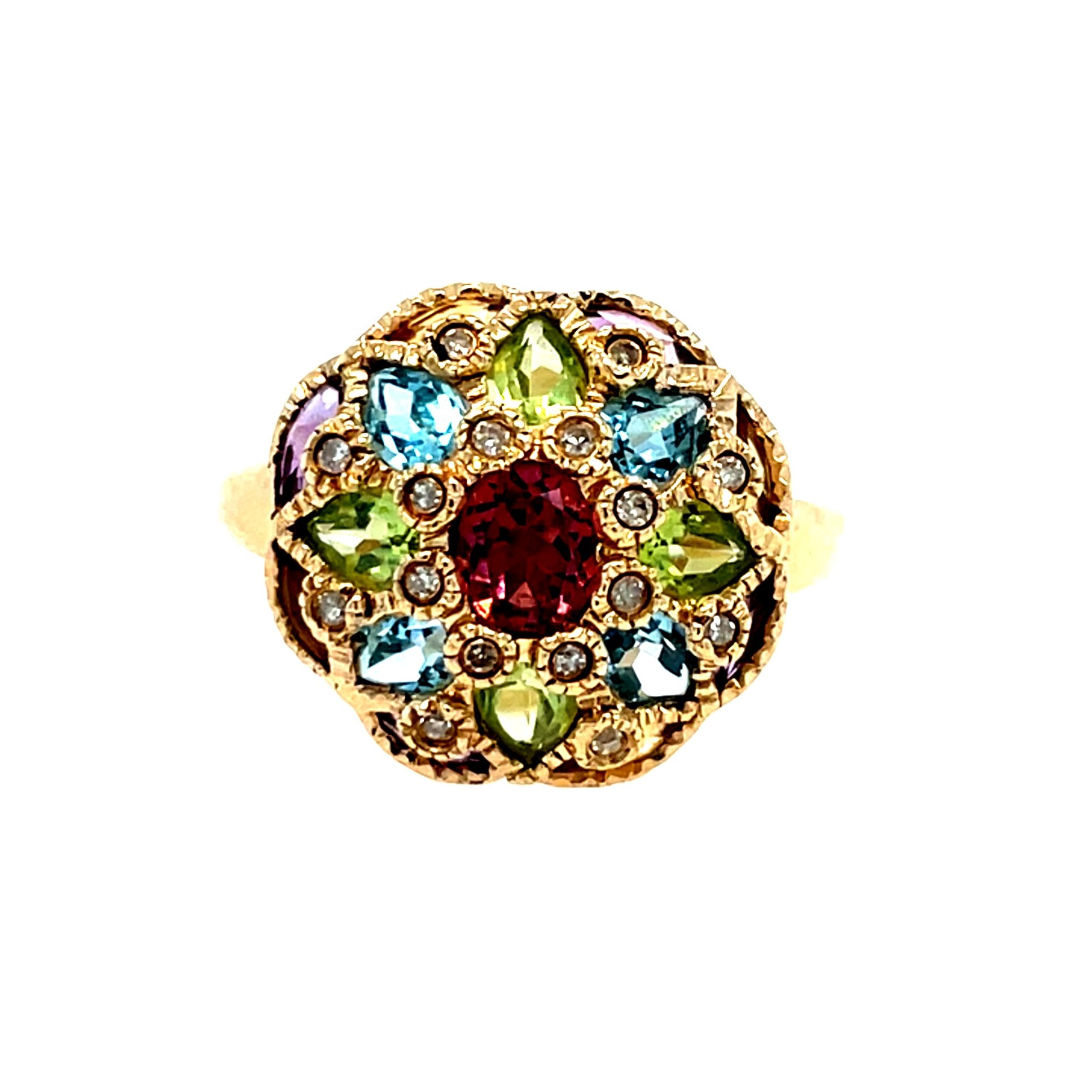 Estate: Yellow Gold Gemstone Dome Ring