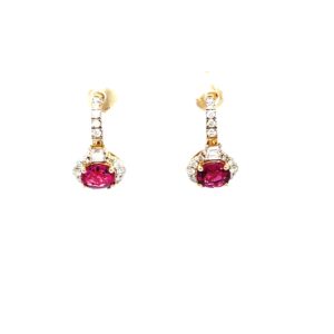 Yellow Gold Ruby Earrings with Diamonds