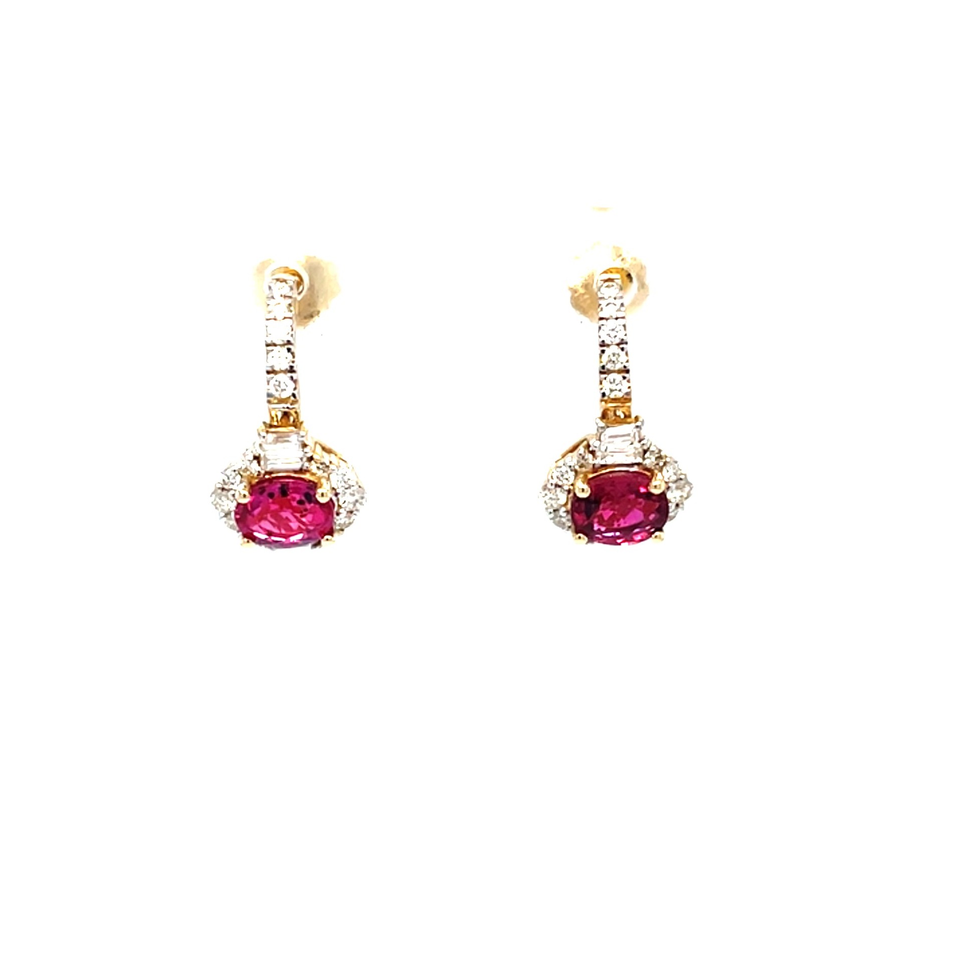 Yellow Gold Ruby Earrings with Diamonds