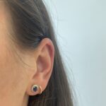 Yellow Gold Sapphire Earrings with Diamond Halos