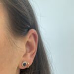 Yellow Gold Sapphire Earrings with Diamond Halos