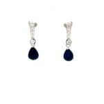 White Gold Sapphire Earrings with Diamonds