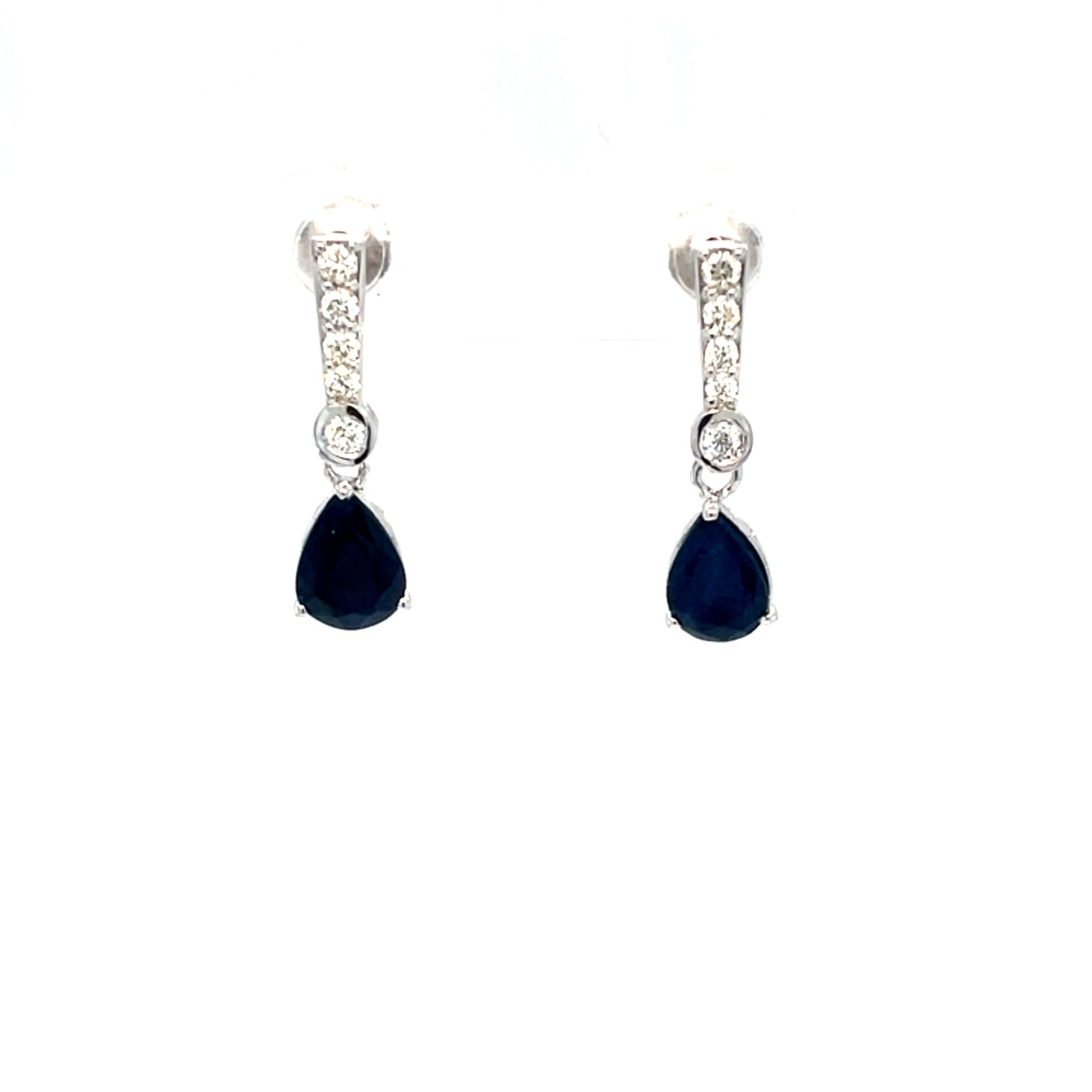 White Gold Sapphire Earrings with Diamonds