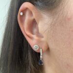 White Gold Sapphire Earrings with Diamonds