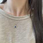 Yellow Gold Sapphire Necklace with Diamonds