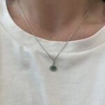 White Gold Emerald Necklace with Diamonds