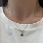 White Gold Emerald Necklace with Diamonds