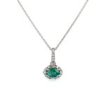White Gold Emerald Necklace with Diamonds