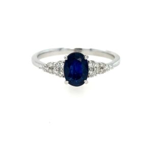 White Gold Sapphire Ring with Diamonds
