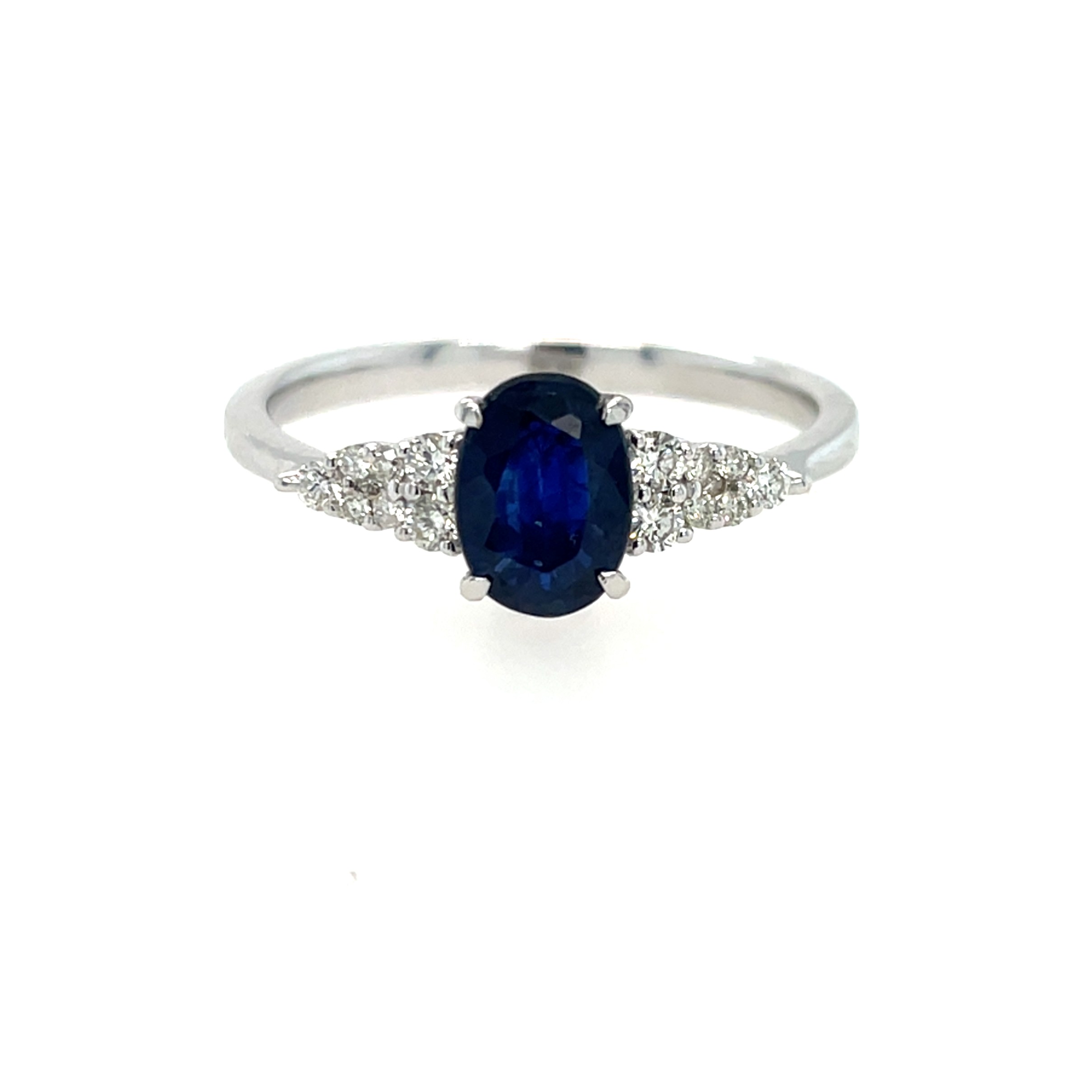 White Gold Sapphire Ring with Diamonds