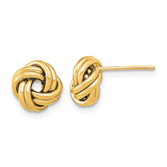 Yellow Gold Double Love Knot Stud Earrings