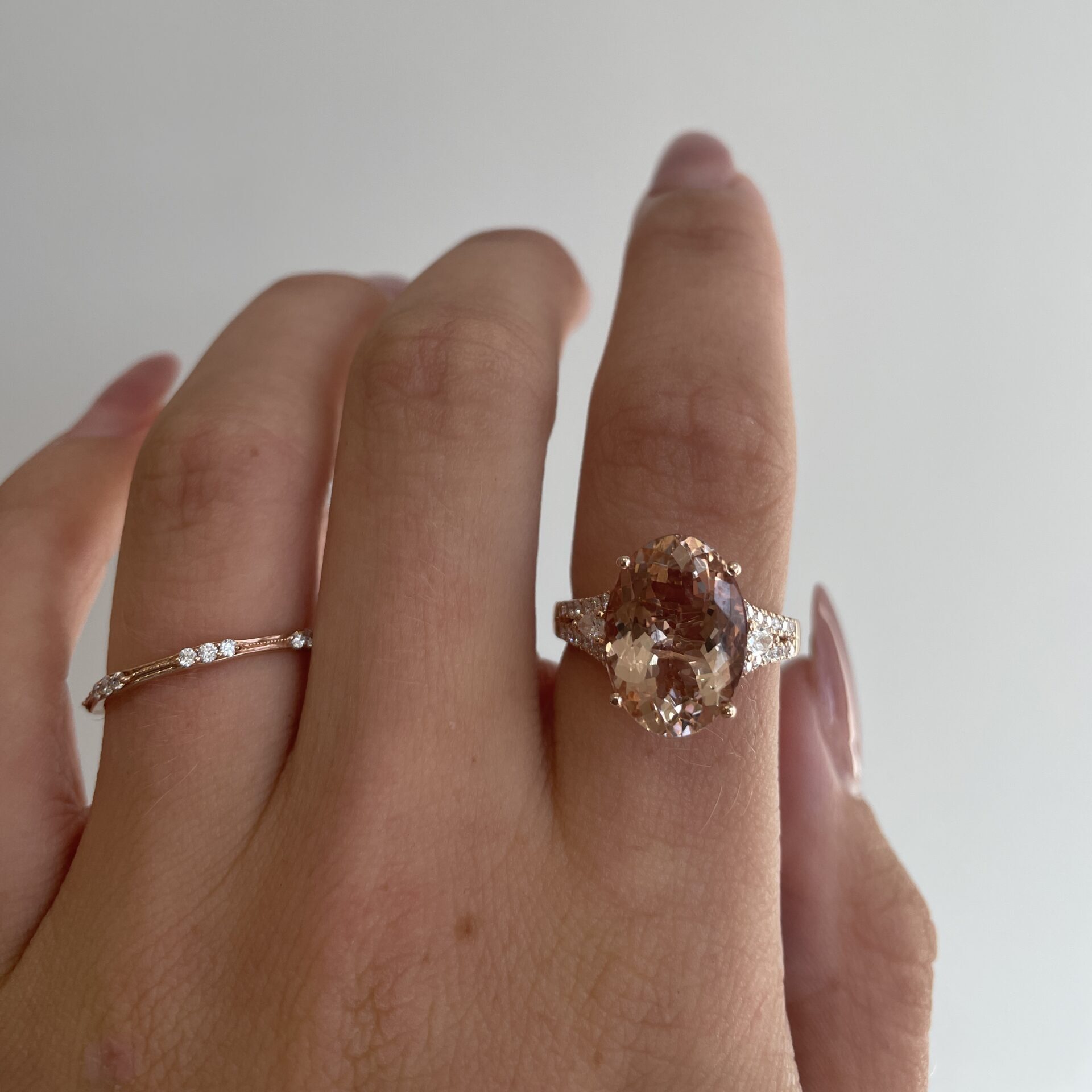 Rose Gold Morganite Ring with Diamonds