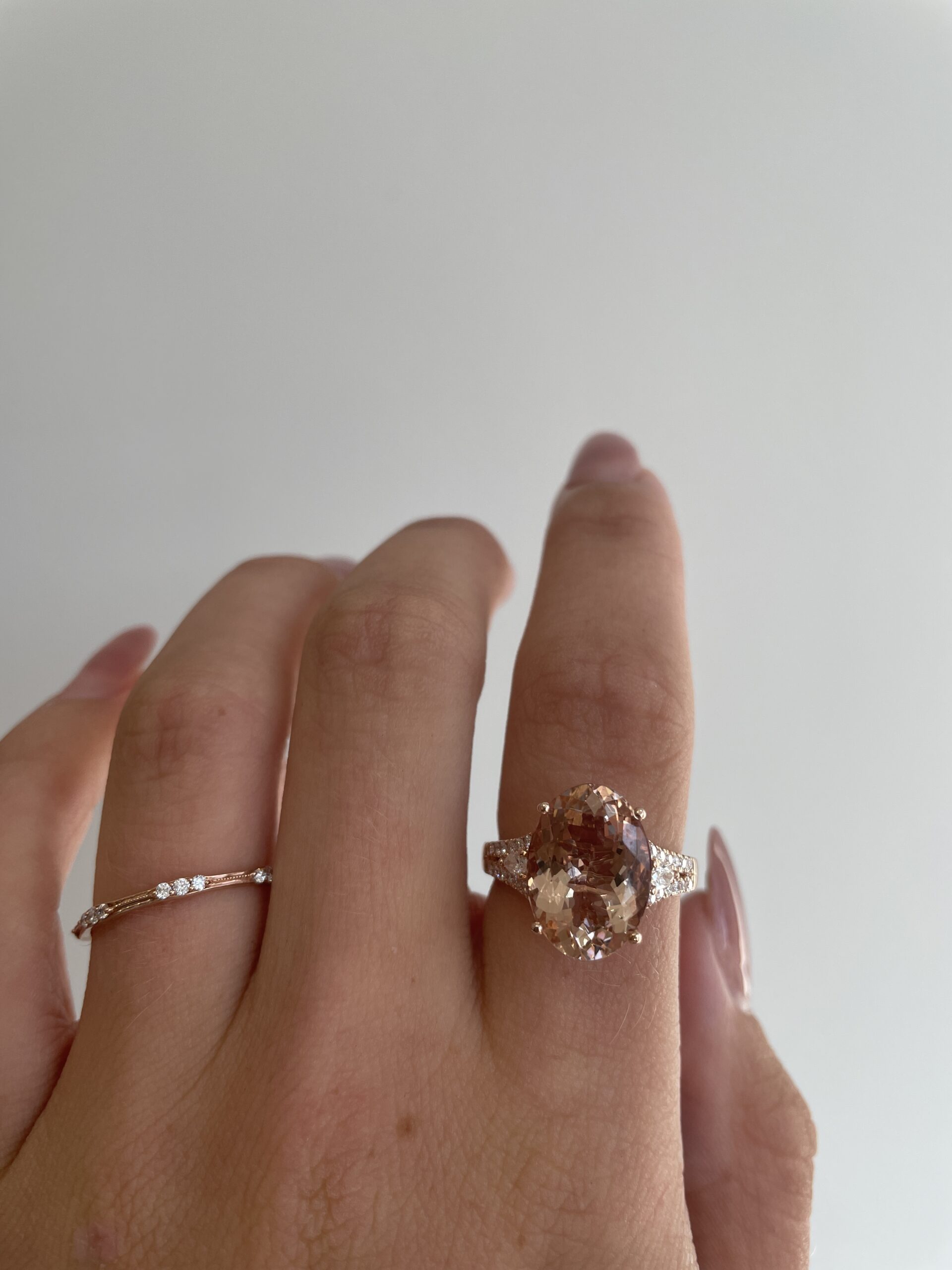 Rose Gold Morganite Ring with Diamonds