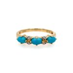 Yellow Gold Turquoise & Diamond Ring