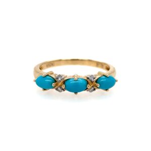 Yellow Gold Turquoise & Diamond Ring