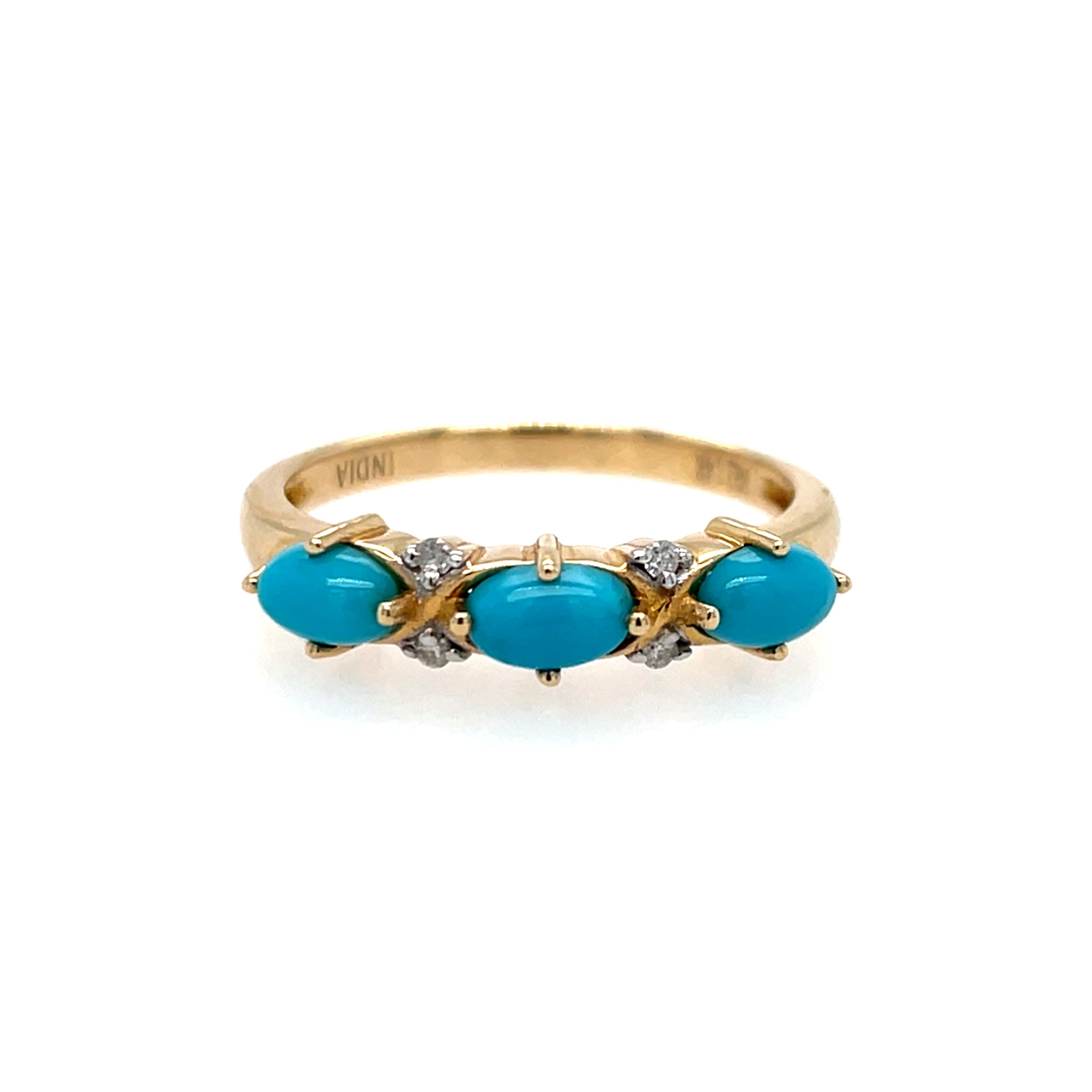 Yellow Gold Turquoise & Diamond Ring