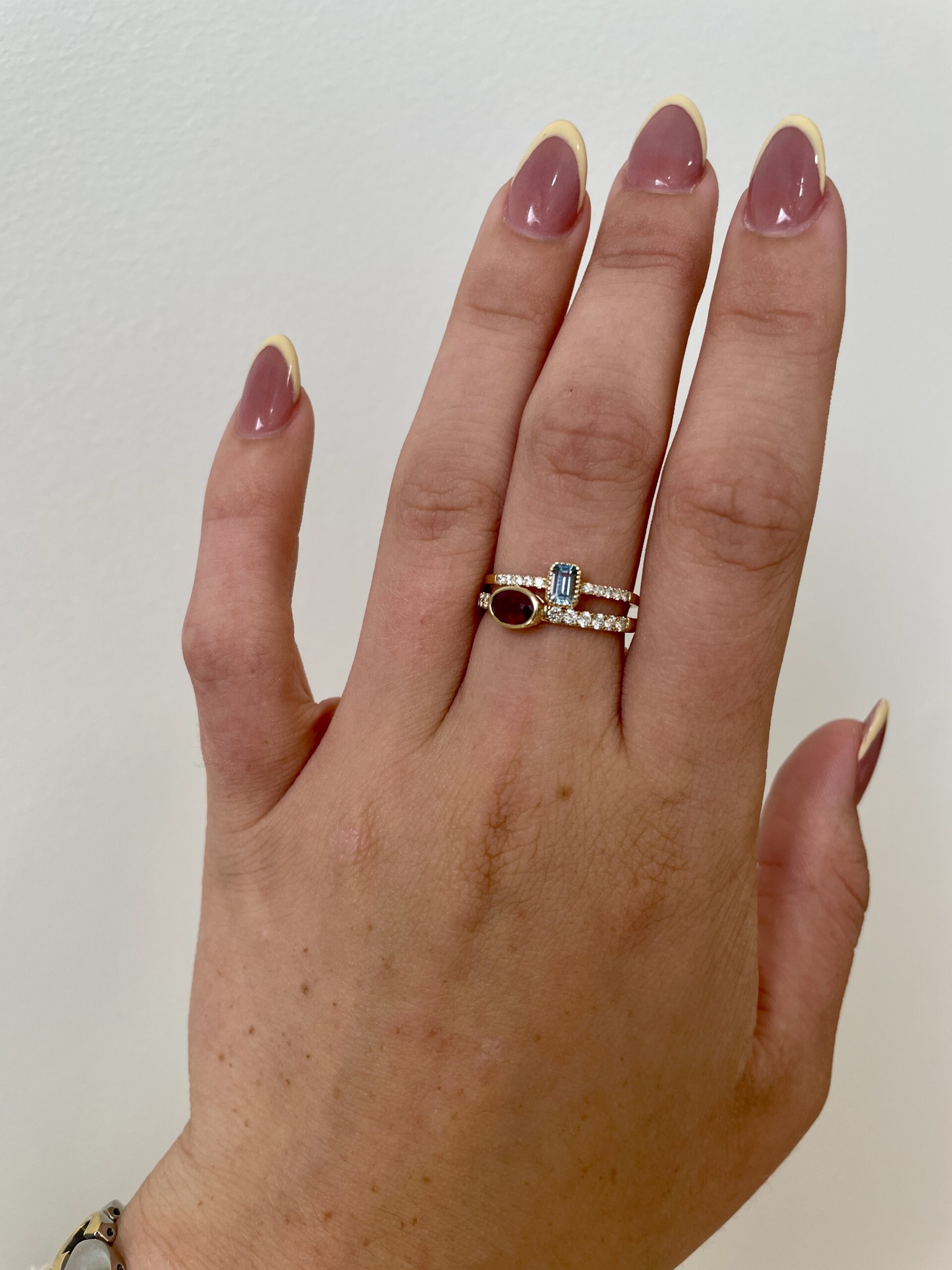 Yellow Gold Bezel-Set Ruby and Diamond Ring