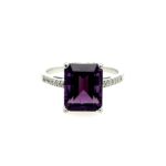 White Gold Amethyst Ring with Diamonds