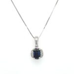 White Gold Sapphire Necklace with Diamonds