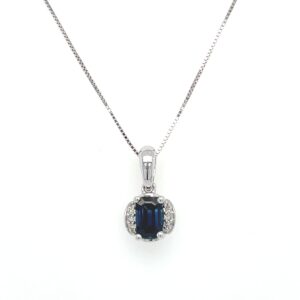 White Gold Sapphire Necklace with Diamonds