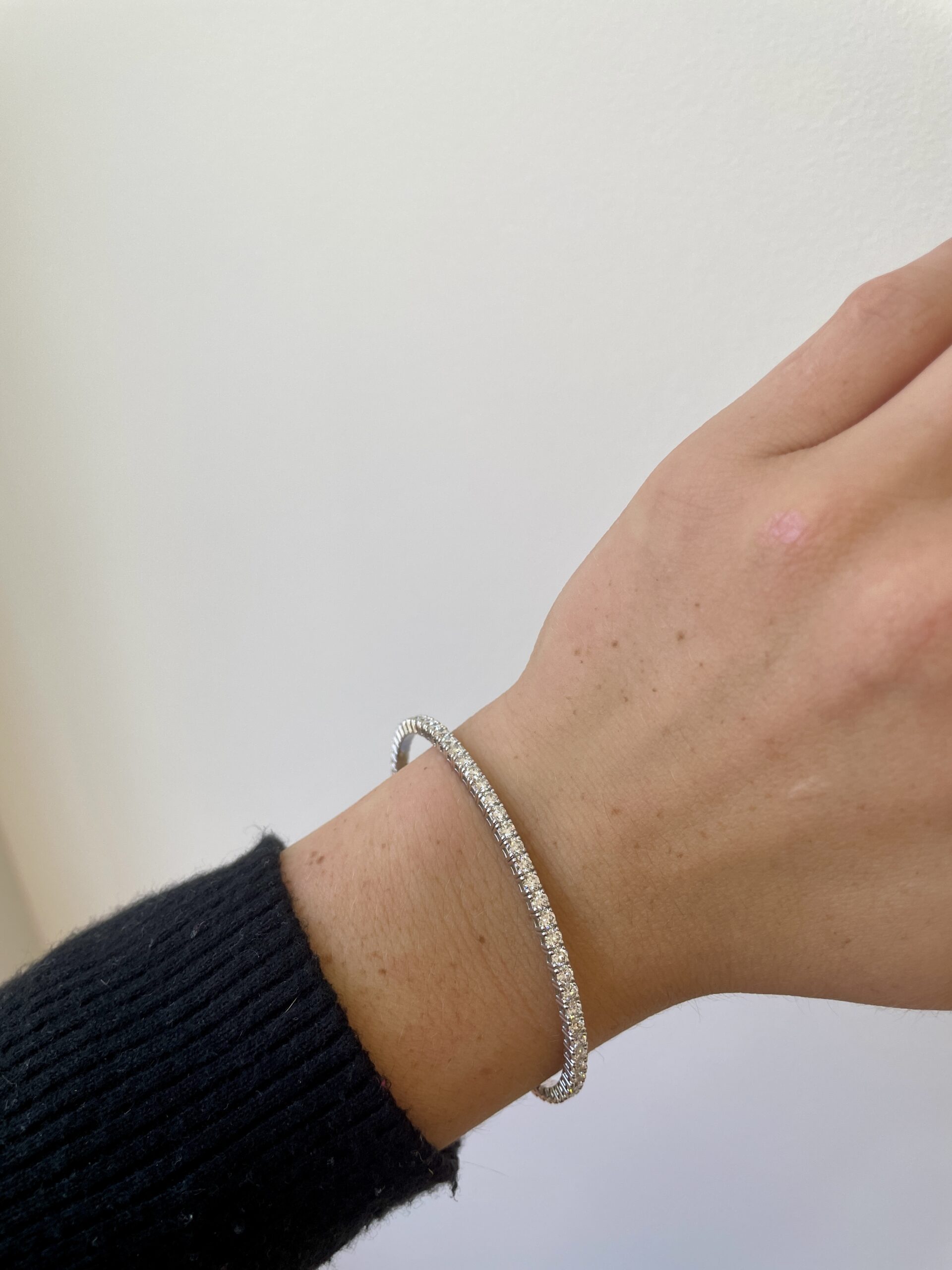 White Gold Diamond Tennis Bangle Bracelet