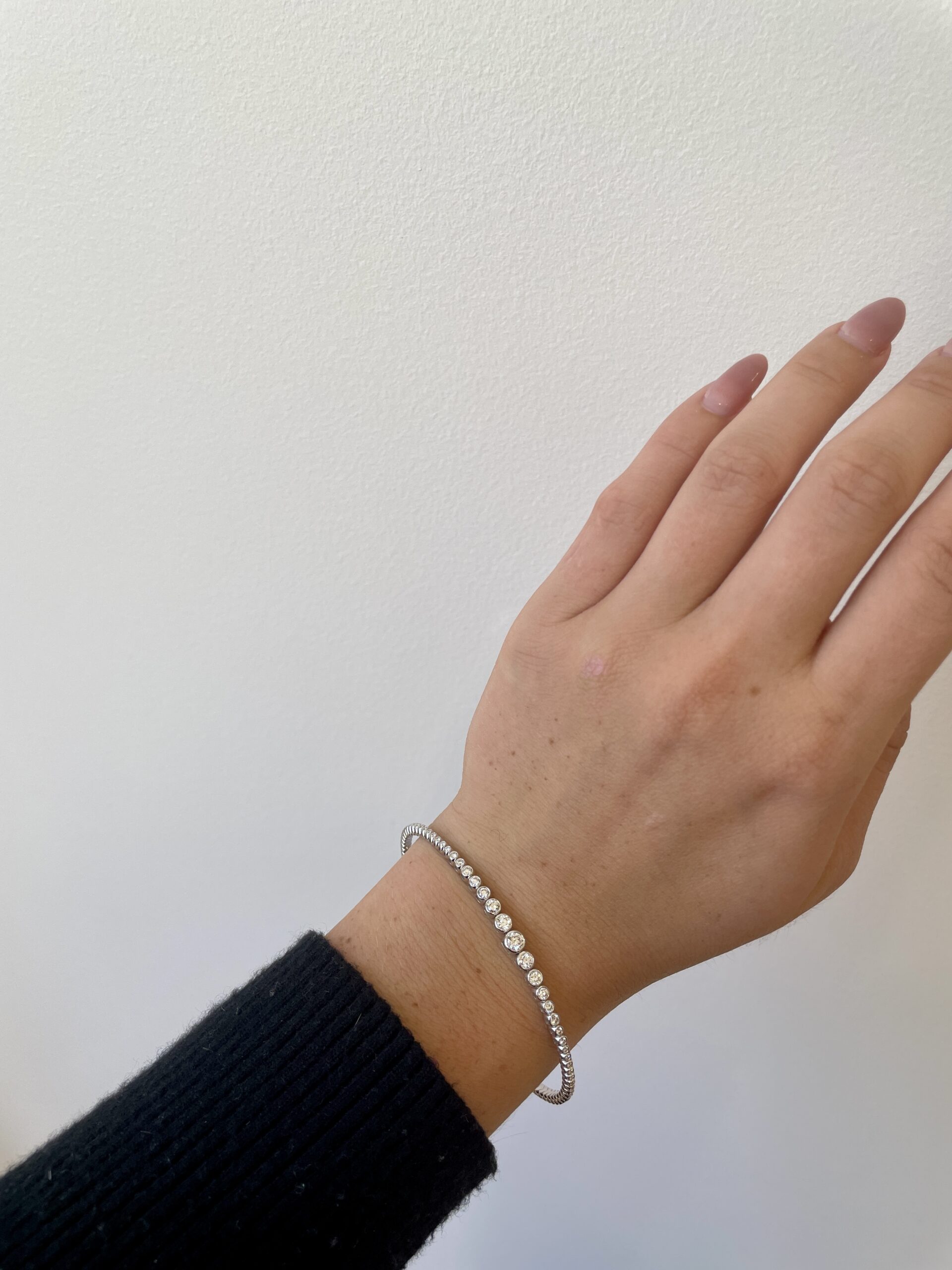 White Gold Graduated Diamond Bangle Bracelet