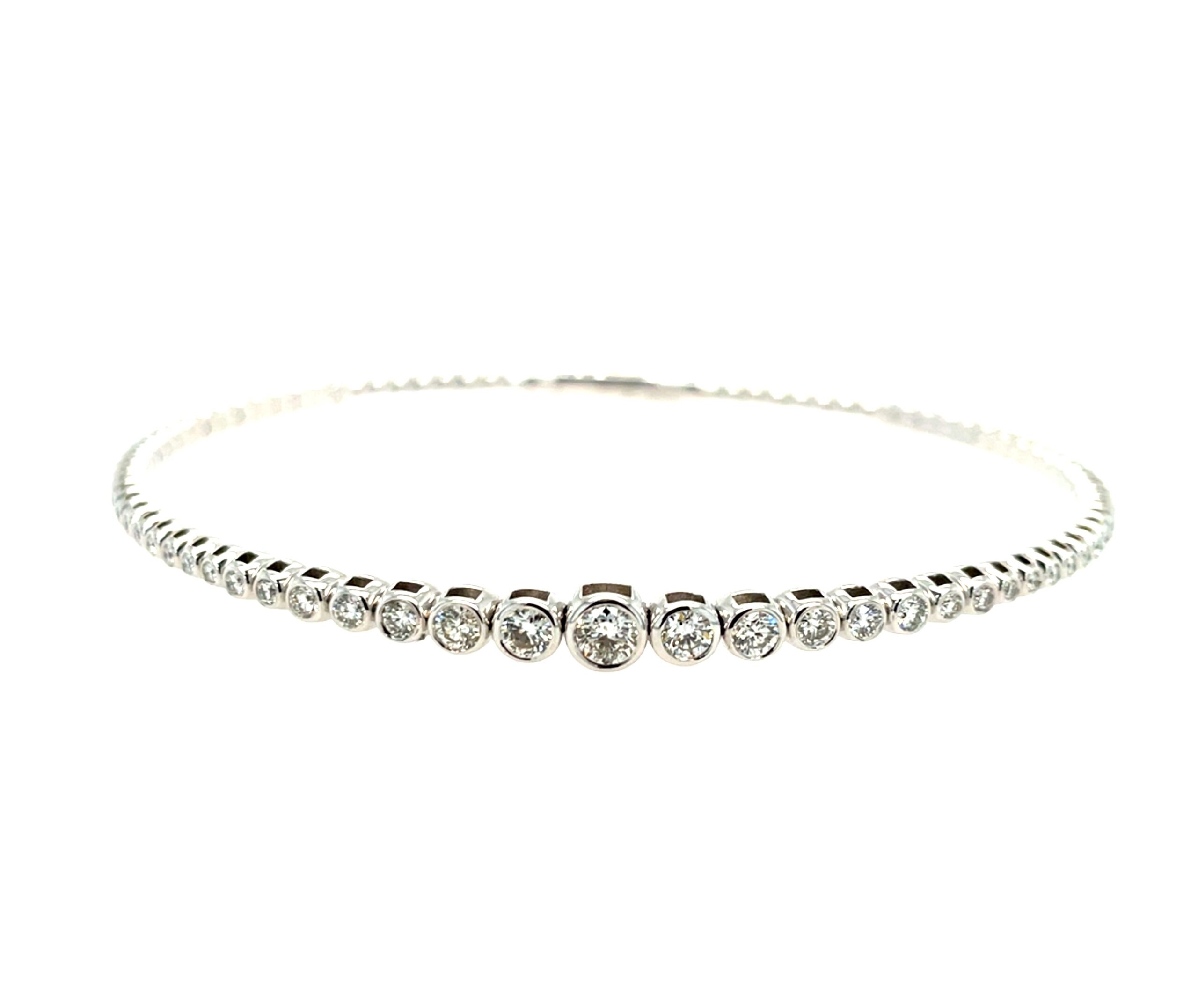 White Gold Graduated Diamond Bangle Bracelet