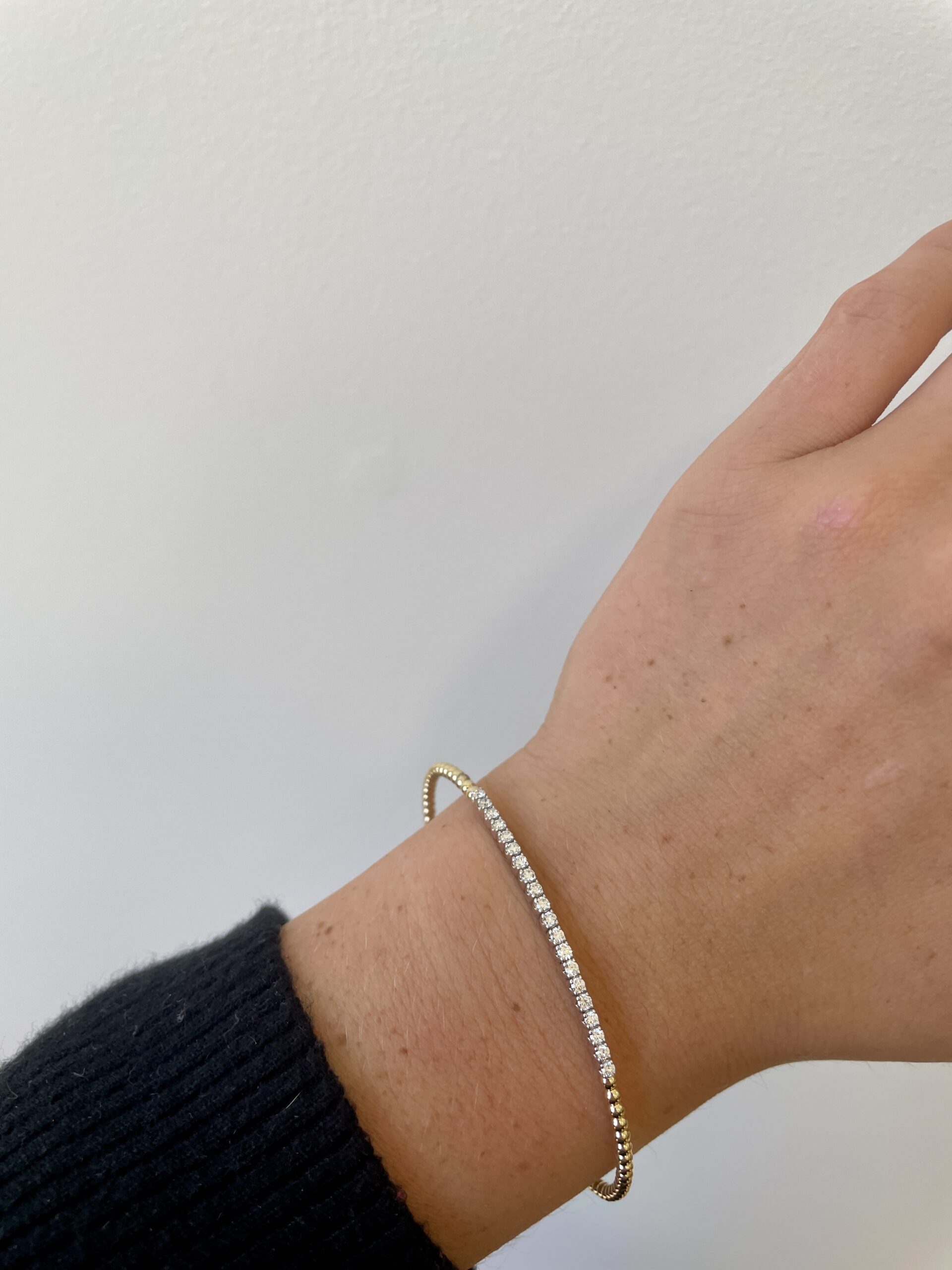 Two-Tone Gold Diamond Bangle Bracelet