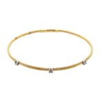 Two-Tone Gold Flexible Bangle Bracelet with Diamonds