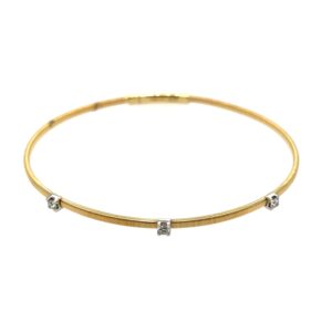 Two-Tone Gold Flexible Bangle Bracelet with Diamonds