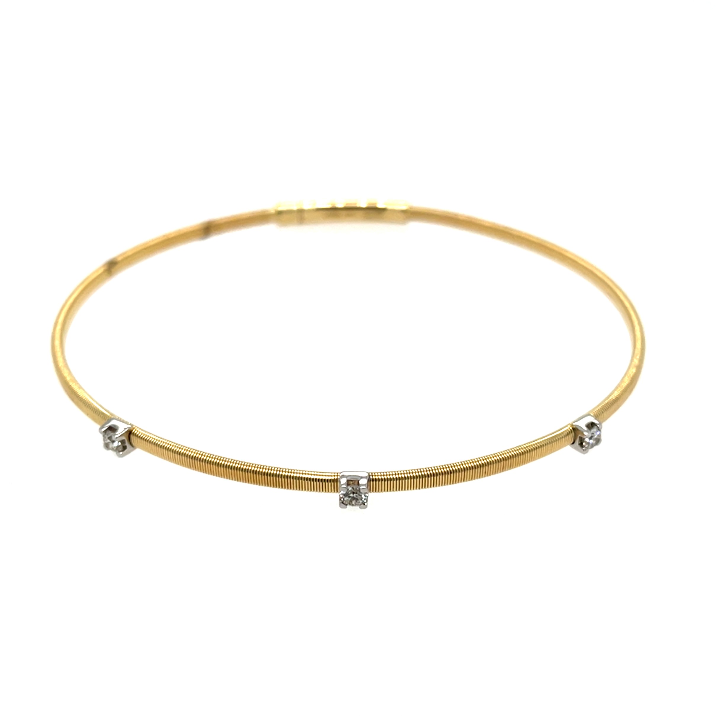 Two-Tone Gold Flexible Bangle Bracelet with Diamonds
