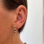 Yellow Gold Sapphire and Diamond Hoop Earrings