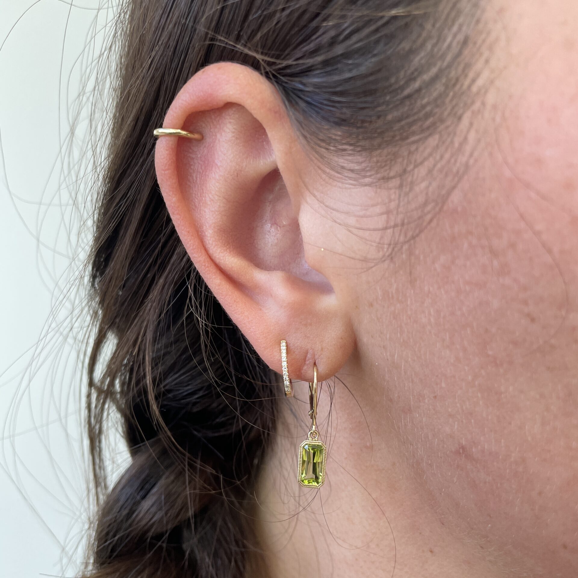 Yellow Gold Peridot Earrings