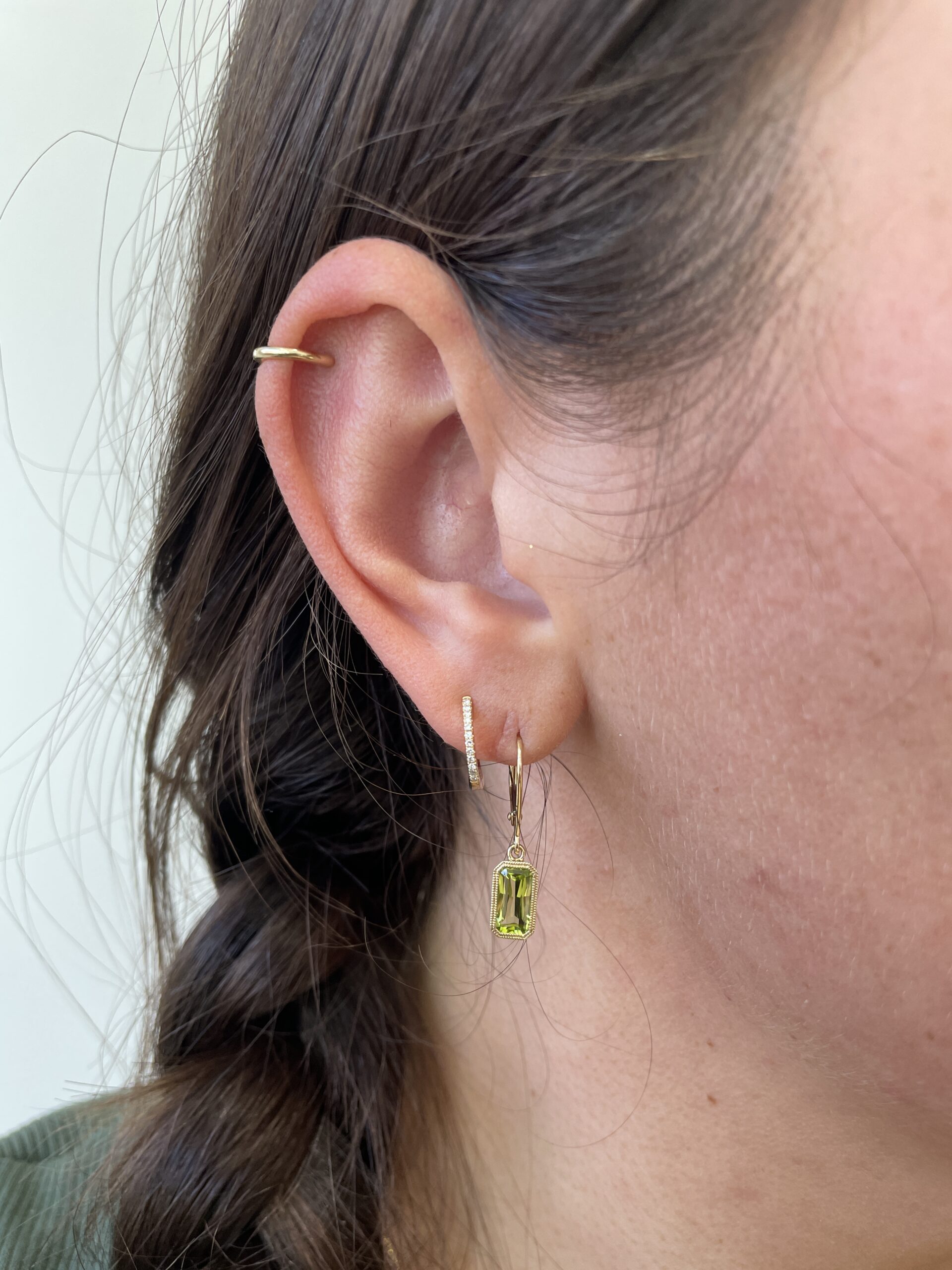 Yellow Gold Peridot Earrings