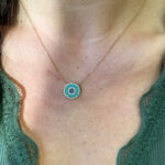 Yellow Gold Turquoise Necklace with Sapphires and Diamonds