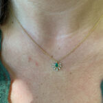 Yellow Gold Emerald Necklace with Diamonds