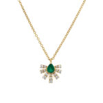 Yellow Gold Emerald Necklace with Diamonds
