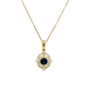 Yellow Gold Sapphire and Diamond Necklace