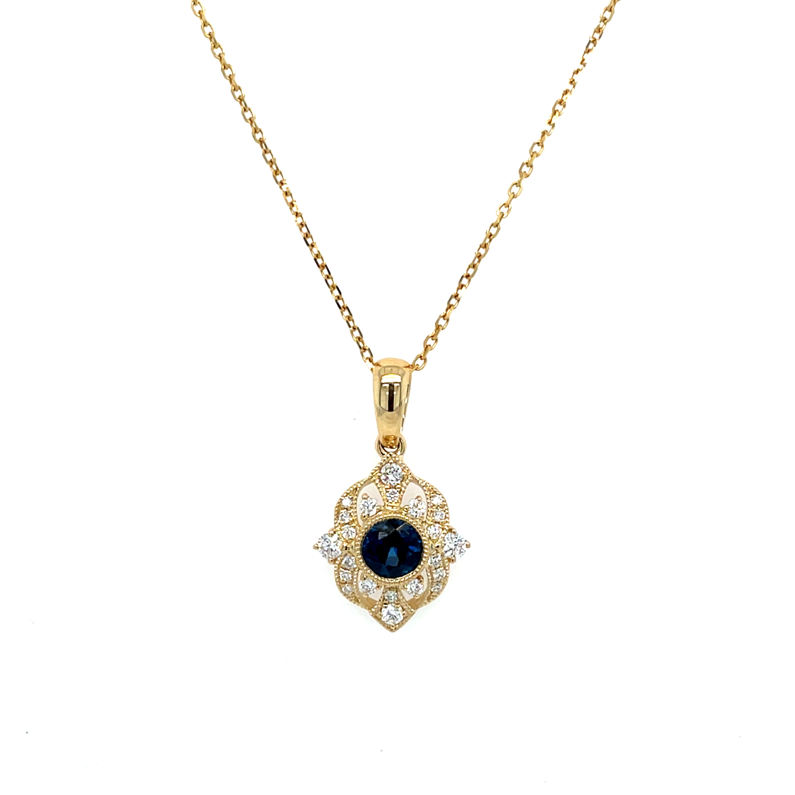 Yellow Gold Sapphire and Diamond Necklace