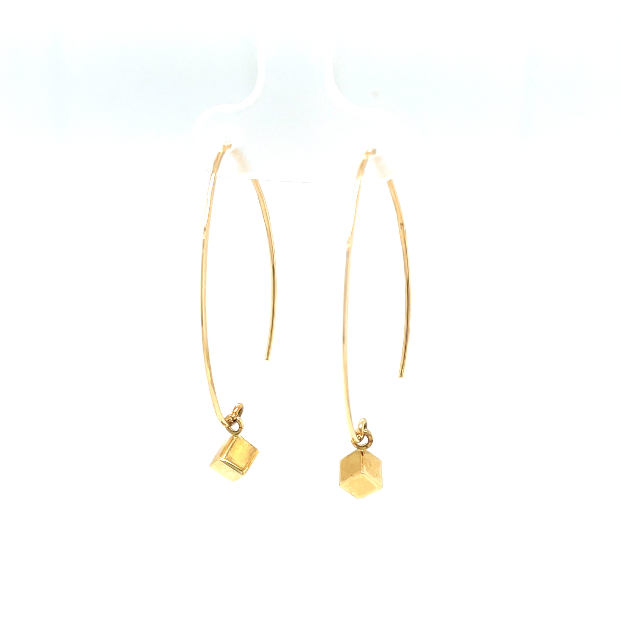 Yellow Gold Cube Threader Earrings