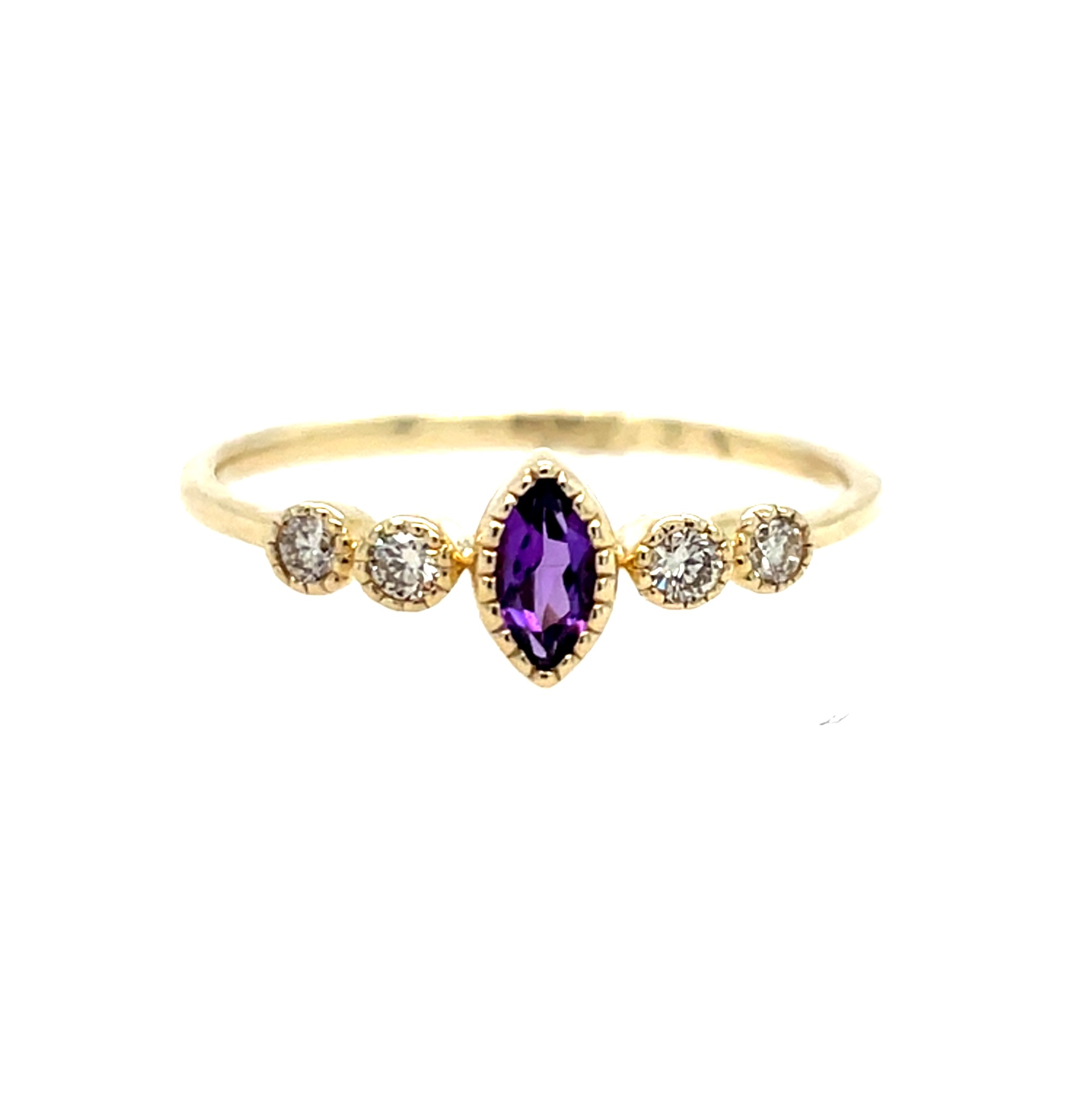Yellow Gold Amethyst Ring with Diamonds