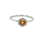 White Gold Citrine Ring with Diamonds