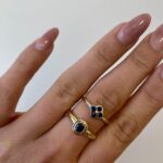 Yellow Gold Quatrefoil Sapphire Ring with Diamonds