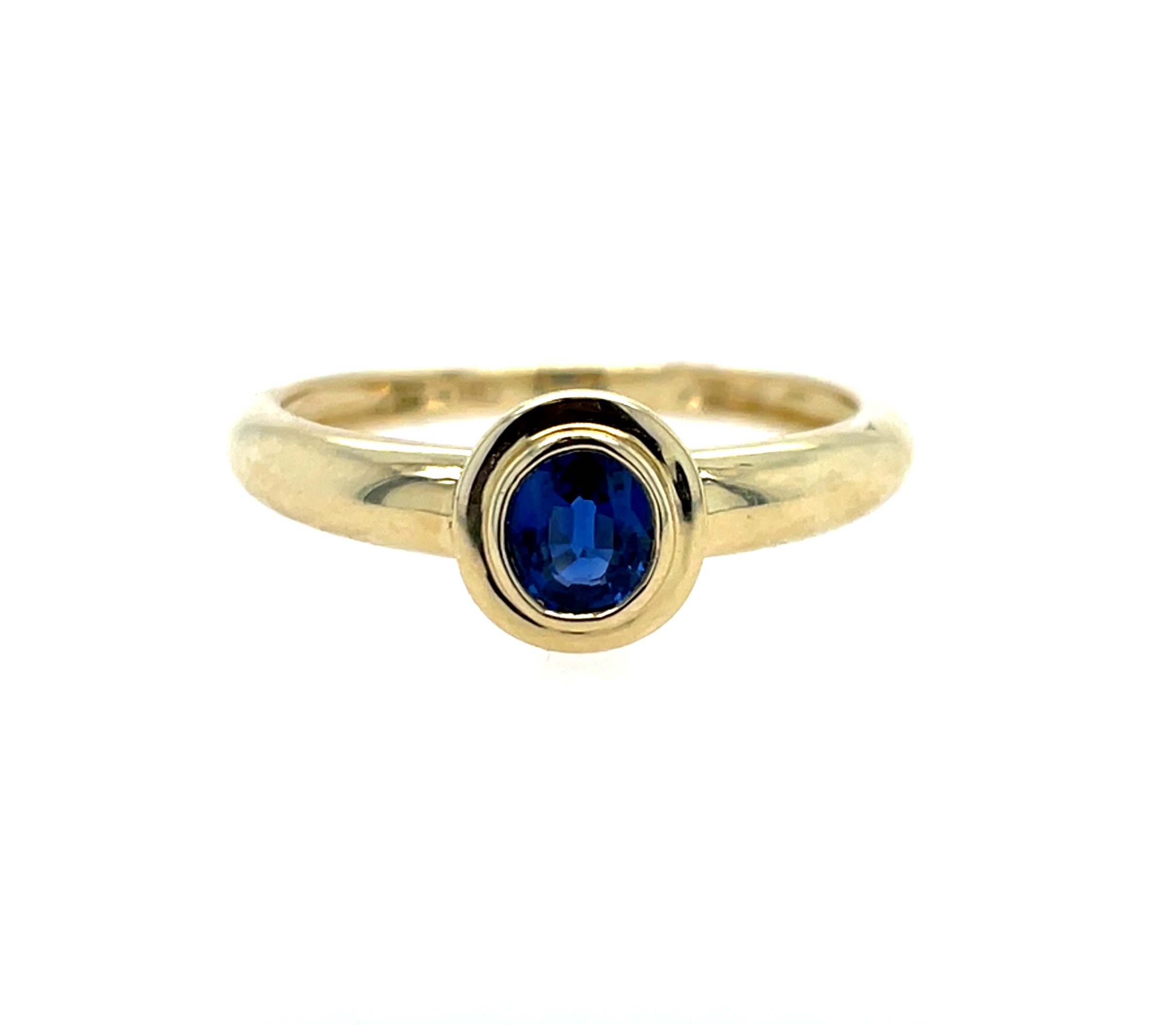 Yellow Gold Bezel-Set Sapphire Ring