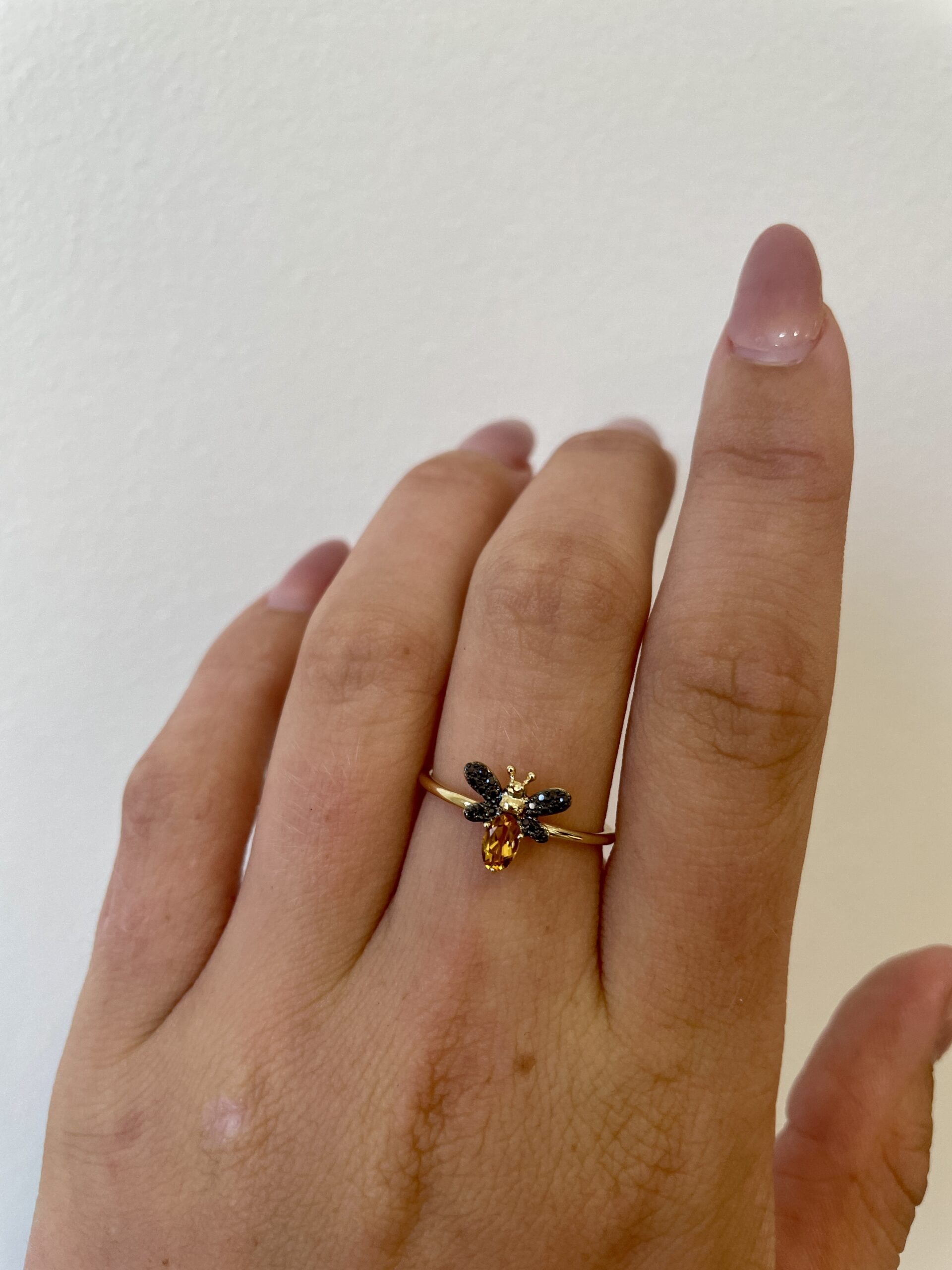 Yellow Gold Citrine and Diamond Insect Ring