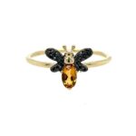 Yellow Gold Citrine and Diamond Insect Ring